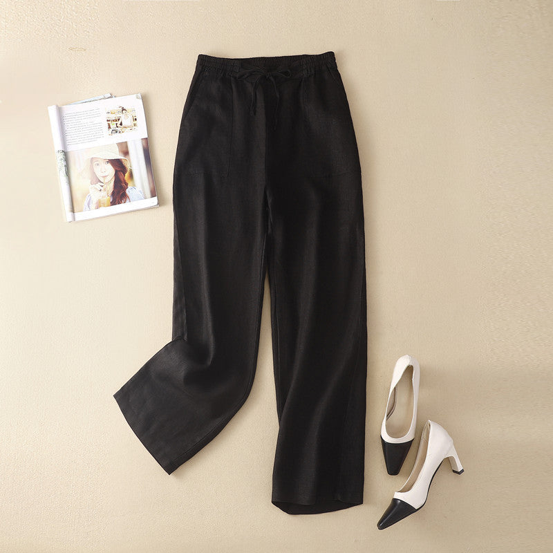 High Waist Straight Pants Drawstring Leisure