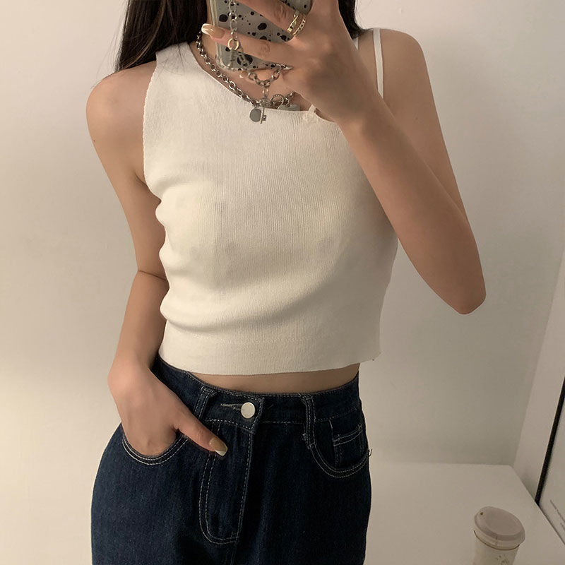 Trendy Slanted Shoulder Crop Top