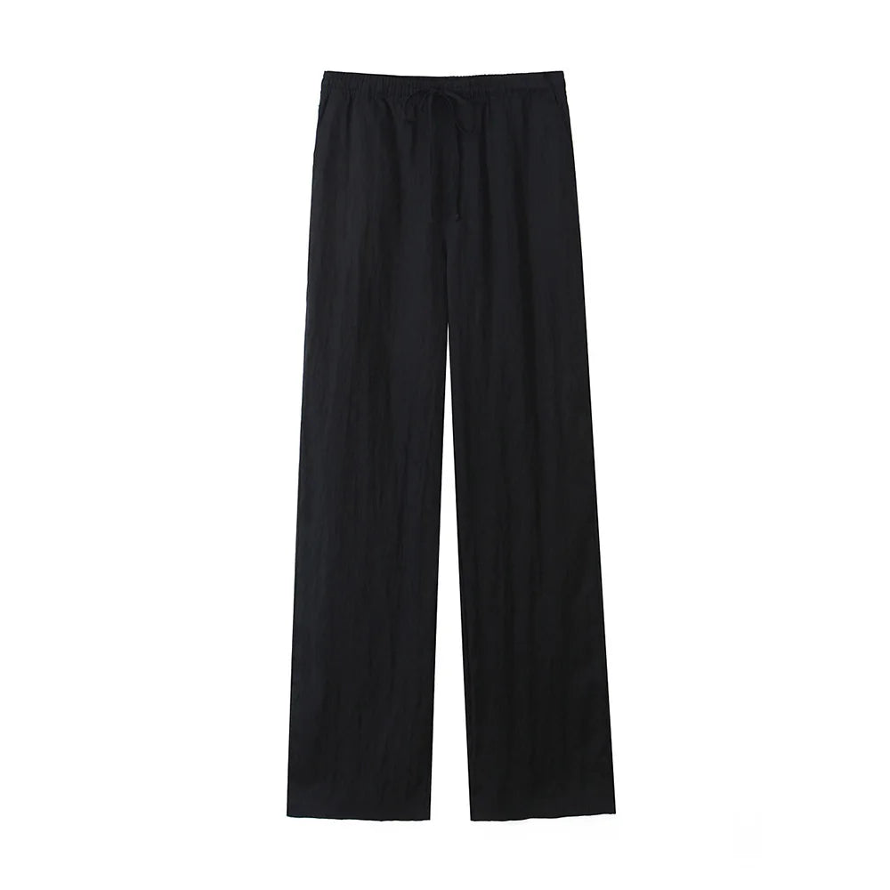 Flowy Straight Pants With Pockets