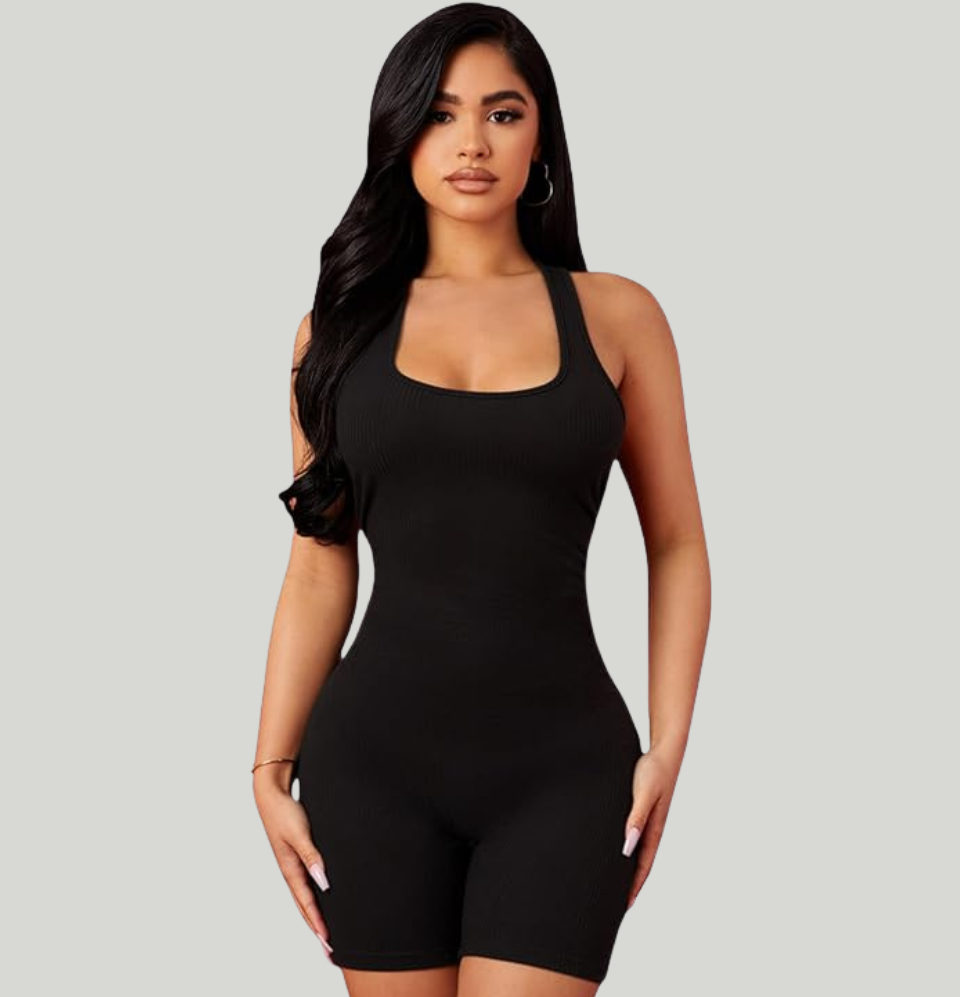 Sleeveless Knitted Tight-fitting Women's Casual Sports Short Jumpsuit