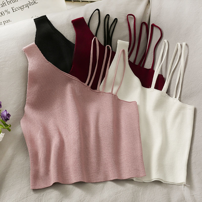 Trendy Slanted Shoulder Crop Top