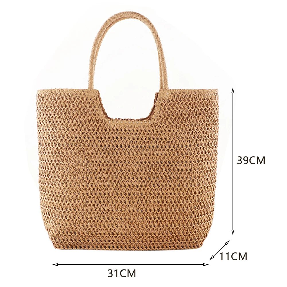 Bohemian Chic: Woven Straw Shoulder Bag