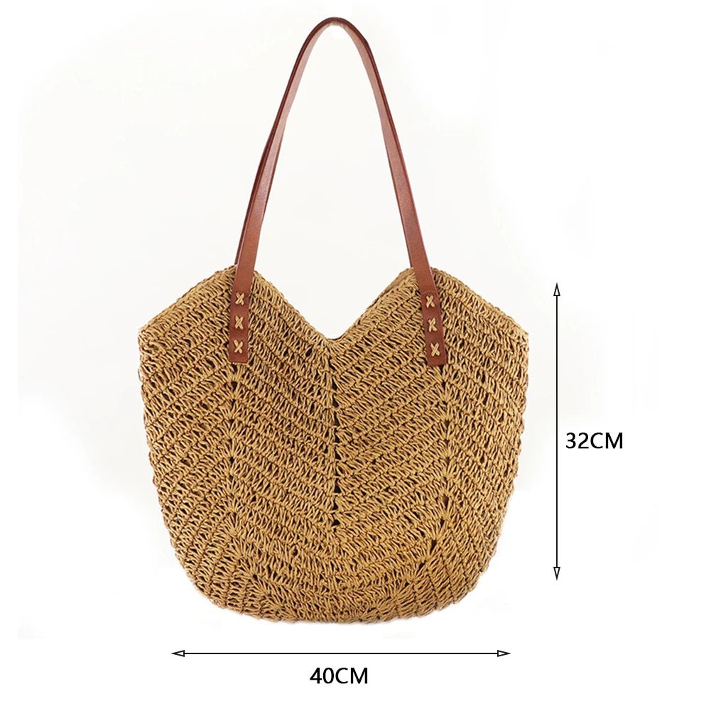 Bohemian Chic: Woven Straw Shoulder Bag