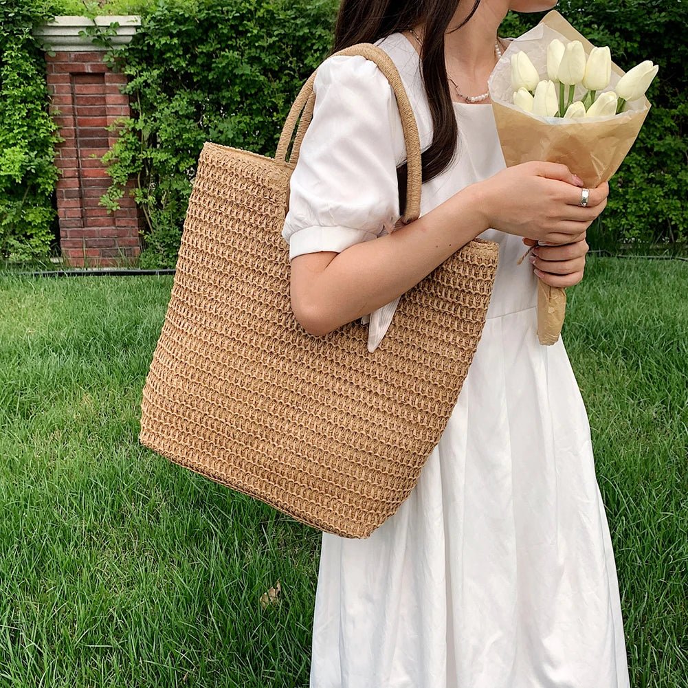 Bohemian Chic: Woven Straw Shoulder Bag